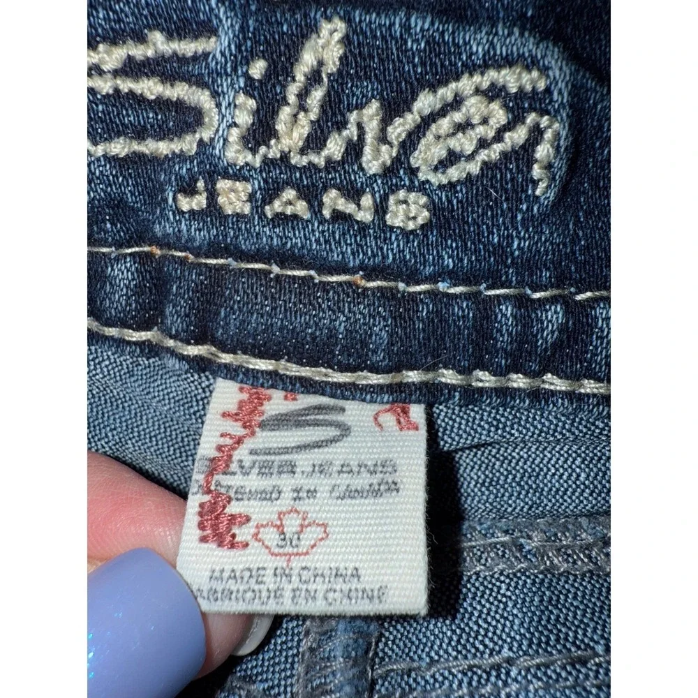 Silver Jeans Suki Surplus Bootcut Dark Wash Denim Jeans Size 30x29 Faded thighs - Picture 3 of 10